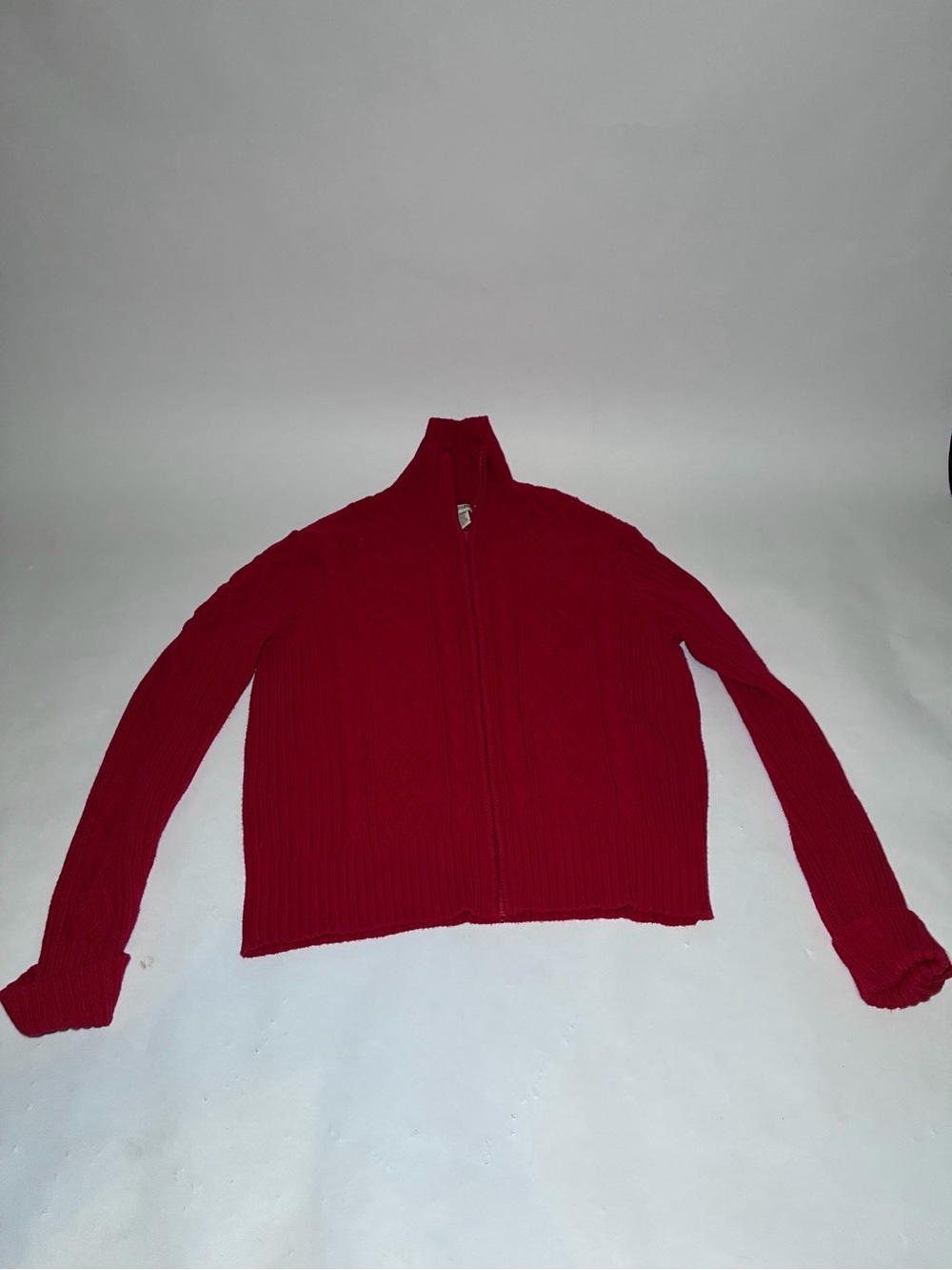 St. John's Bay Red Ribbed Zip Cardigan